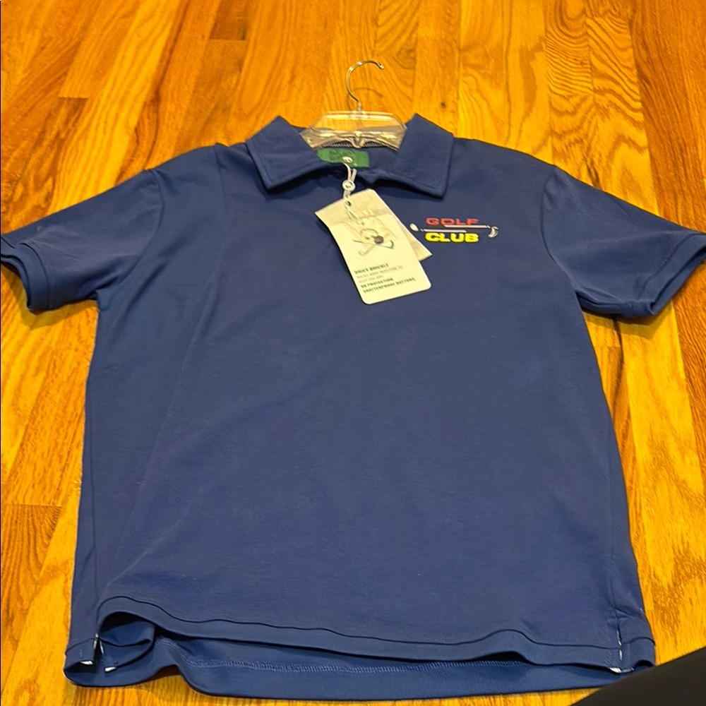 Vibrant Blue Polo Shirt with Yellow Accent
